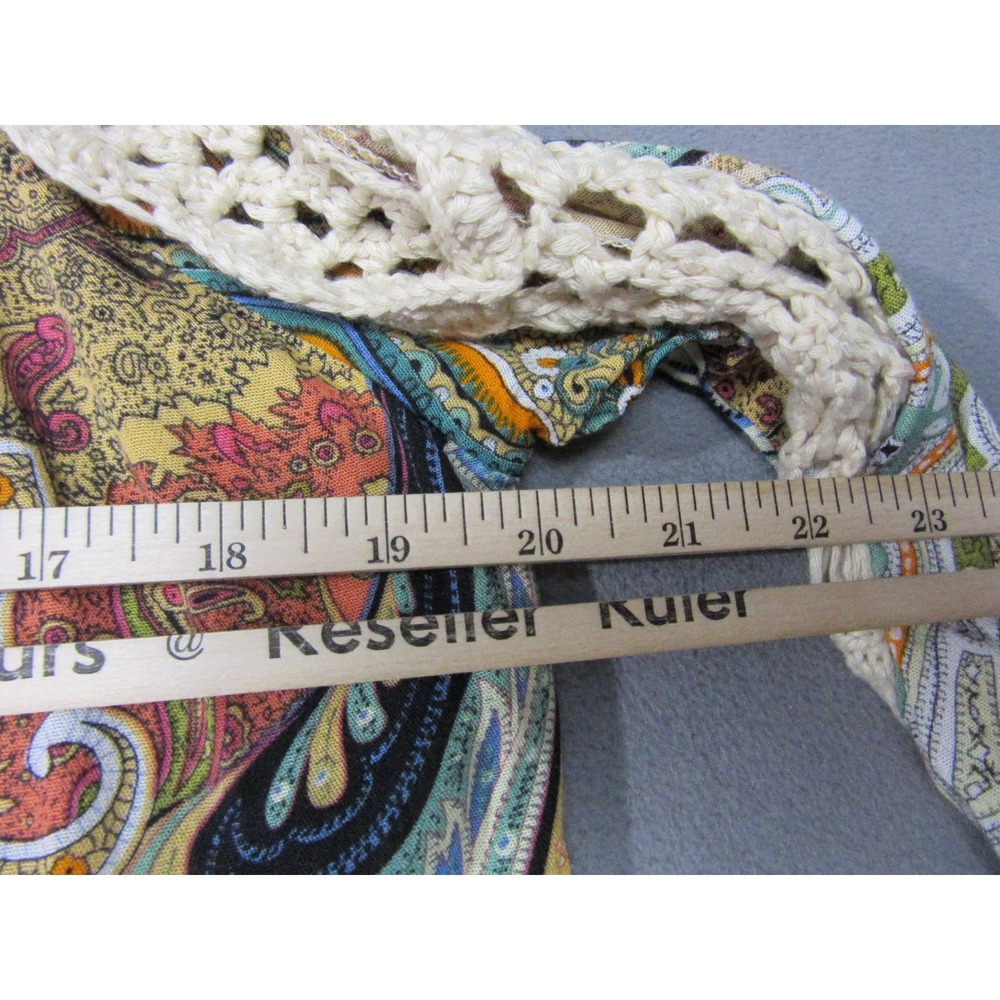 Umgee Top Womens Small Multi Paisley Cold Shoulder Crochet Trim Bell Sleeve Boho - Picture 12 of 14